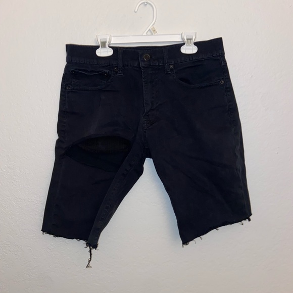 lucky brand black shants cut off distressed shorts grunge vintage ripped bottoms - Picture 4 of 16